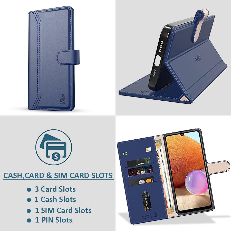 Oppo A78 4G Aibex PU Leather Flip Cover Foldable Stand & Pocket Magnetic Closure - Aibex